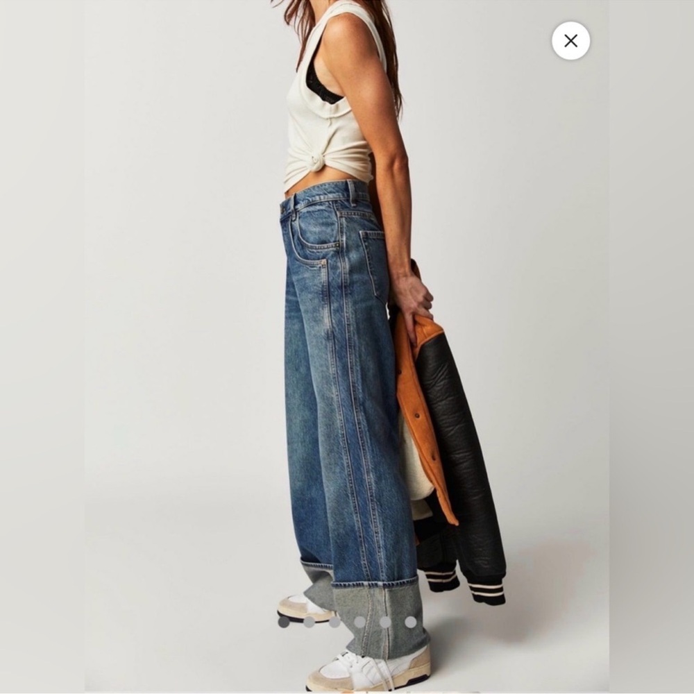 Free People Final Countdown Wide Leg Jeans in Zero Blue 27 - Picture 6 of 11